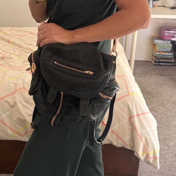 Alexander Wang Marti Black Calfskin Backpack Rose Gold Hardware main image 7